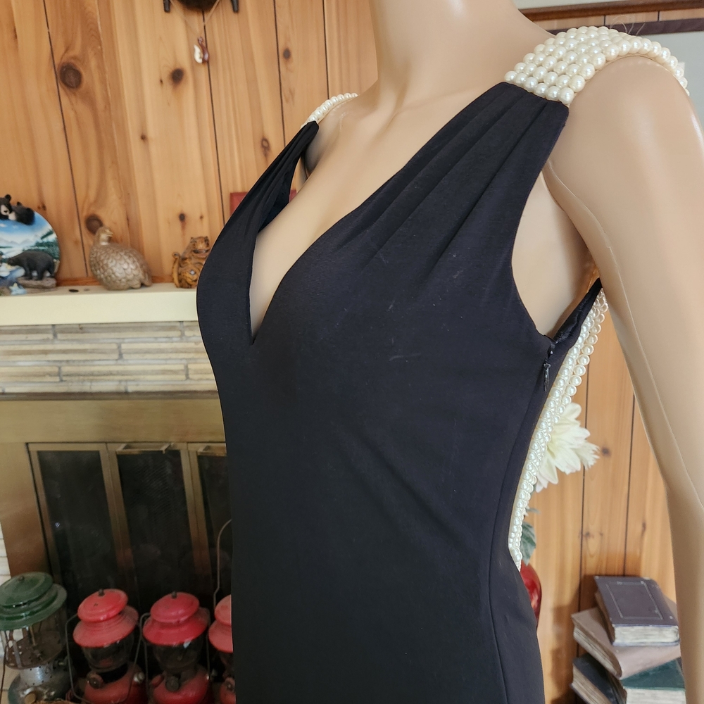 Stunning La Femme 19814 Pearl-Back Jersey Gown Size 6 Black - Picture 9 of 13